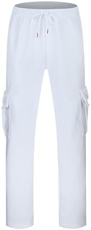 Men's Fitness Running Pants Lace Up Loose Waist Wide Foot Solid Color Pocket Loose Wool Sweatpants Little House